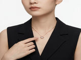 Elegant Four-Leaf Clover Moissanite Pendant Necklace in Rose Gold, Featuring Three Heart-Shaped V1341-ZY-RHVYH2F9-MOISSANITE-PREMIUMS925