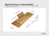 Luxury Adjustable Bamboo Bath Tray Caddy - Spa Book Wine & Accessories Holder V238-SUPDZ-41011690831952