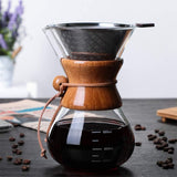Pour Over Coffee Maker,Reusable Glass Coffee Pot Manual Dripper Brewer Hand Drip with Stainless V1188-YT-A-487