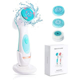 Blue Waterproof Facial Cleansing Spin Brush Set - Rechargeable with 3 Heads & Charging Stand V888-ELOSUNG26213