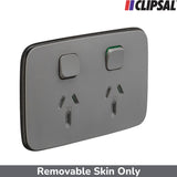 Iconic - Skin ONLY - 2 Switches & 2 Sockets - Ash Grey V1202-V1-CLIE3025CAG