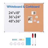 48"x 36" Whiteboard & Cork Combo with Aluminum Frame 2-in-1 Magnetic Dry Erase Bulletin V952-RMB48X36BBRMT05ZSV0