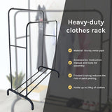 Heavy Metal Double Clothes Rail Hanging Rack Garment Display Stand Storage Shelf V63-836211