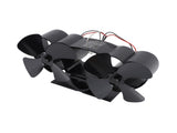 Stove Fan Heat Powered Aluminum Alloy 4 Blades Dual Head Fireplace Fan for Replacement Black V1294-YM0706-3114230125511