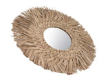 Straw Weaving Wall Mirror Retro Beautiful Woven Wall Hanging Mirror for Dorm Room Decoration Nature V1294-YM0703-3115230038512