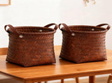 Woven Storage Baskets with Handles, Rattan Hamper Bin for Toys Laundry Blankets, Home Decor, Round, V1237-ZY00B0DGFQGJ9S