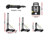 Giantz Folding Trolley Portable Hand Truck Lightweight Travel Luggage Black HP-CART-2W-BK