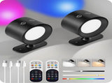 Battery Operated Wall Sconce Set of 2, Rechargeable RGB LED Lights, Remote, Black V1263-JX-5794