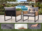 Gardeon 2PC Outdoor Dining Chair Wicker Patio Armchair Cushion Garden Furniture ODF-CHAIR-ST-RAT-BK-2X