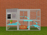 Samland Large Indoor & Outdoor Wooden Cat Enclosure with Sleeping House & Climbing Platforms V1060-DCT2513