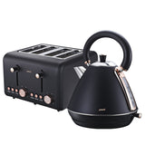 Pronti Rose Trim Collection Toaster & Kettle Bundle - Black KTL-TSR-COM-BK