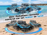 Keezi Kids Amphibious 2.4GHz Remote Control Car Boat with Water Spray Blue RC-CAR-WTR-BU
