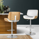 Artiss 2x Bar Stools Adjustable Leather Chairs BA-TW-8092-WHX2