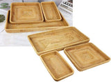 Rattan Tray Tabletop Organization Hand Woven Snack Storage Basket Multifunctional Serving Tray 3 Pcs V1294-YM0703-3118230023614