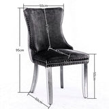 4x Velvet Upholstered Dining Tufted Chairs with Studs Trim and Solid Wood Legs-Black V226-SW8809BK-2