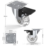 4 pcs Set Furniture Casters With Brakes, 360&deg Swivel Casters, Up To 600Kg, No Marks On The Floor, V1188-MS-227-2573