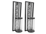 2pcs Wall Candle Holder Vintage Hollowed Candle Holder Metal Wall Art with Glass Cover for Home V1294-YM0901-3115250079012