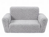 BoPeep Kids Sofa Fold Out Couch 2 In 1 Plush Toddler Lounger for Playroom Grey KD1201-GY-AU