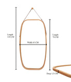 CARLA HOME Hanging Wall Mirror 74x43cm - Solid Bamboo Frame and Adjustable Leather Strap for LSB-36016