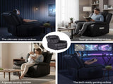 Artiss Manual Massage Recliner Chair for Living Room, Leather Sofa Lounge Reclining Chair with 2 USB RECLINER-A13-UB-PU-BK-AB