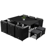 Bali 11 Piece Outdoor Dining Set-Black V264-OTF-501S-BLK