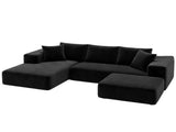 Artiss Modular Bed with Ottoman Sectional Boneless Couches for Living Room Corduroy Compressed SBED-K-CDY-5S-BK-ABC