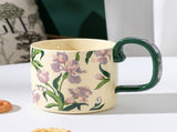 2X High-Fired Ceramic Porcelain Mug Set with Lid 400ml Vintage Floral Tea Spoon GREEN V274-HA-LA-P0024826-MUT