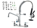 Commercial Faucet with Pre-Rinse Sprayer, 21" Height, 8" Center, 12" Swing Spout, Wall Mount Kitchen V952-BGSYCXSLTBGS9X3ACV0