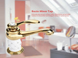 Solid Brass Mixer Tap Cold/Hot Water Faucet with Ornaments for Basin Sink V1294-YM0727-JY07261-02