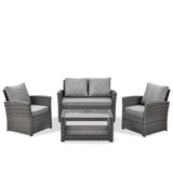 LONDON RATTAN 4 pc Outdoor Furniture Setting, 4 Seater, Lounge Sofa Chairs and Coffee Table, for V219-OTDOLSLR4PTA