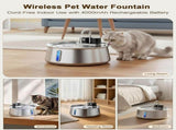 Wireless Pet Water Fountain with 4L Capacity, 304 Stainless Steel, Smart Sensor Water Circulation, V1341-ZY-QUWZVFV6-E2