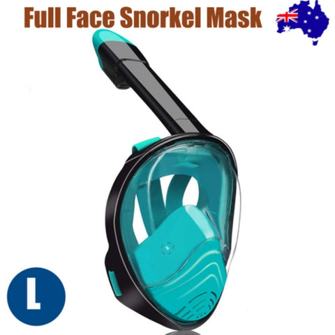 Blue Full Face Snorkel Mask Swimming Breath Dry Diving Goggle Scuba Glass Anti-Fog AU L V201-W12783339