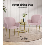 Artiss Dining Chairs Set of 2 Velvet Armchair Pink UPHO-C-DIN-5220-VEL-PKX2