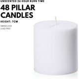 48x Premium Church Candle Pillar Candles White Unscented Lead Free 36Hrs - 7*7cm V563-PL235U-48PCS