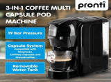 Pronti 3-in-1 Breakfast Set Kettle, 4-Slice Toaster and Pronti HomeMaid Coffee Machine Applianc KT-TS-C511-BK