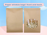 Bakery Bags with Window 100pcs 4.5x2.36x9.6 Inches Window Tin Tie Tab Lock Kraft Brown Paper Bags V1258-DP02-WO-144