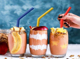 13 Pcs Wide Reusable Bent Silicone Straws, Colorful for Thick Drinks, 2 Brushes Easy Cleaning V1370-AZ4-18554