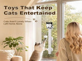 2-in-1 Automatic Cat Teaser Wand with Strong Suction Base, Interactive Feather & Plush Ball Toy for V1341-ZY-7EAEACP7-WHITE-S