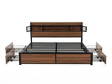 Artiss Double Bed Frame with Charging Station 4 Drawers Storage Oak MBED-D-EVA-D-WD-AB