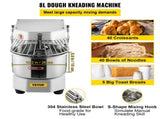 Commercial Dough Food Mixer, 8L Large Capacity Stainless Steel Mixer with Bowel, Hook, Shield, Reset V952-DGBMD8-8L220VQPKVV3
