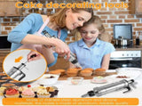 Cake Decorating Syringe Set, Stainless Steel Icing Dispenser with 6 Nozzles 3 Scrapers, Black V1188-MS-721-207