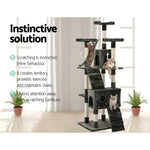 i.Pet Cat Tree 180cm Tower Scratching Post Scratcher Wood Condo House Toys Grey PET-CAT-HSCT076-180-GR