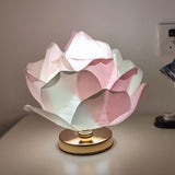 Dimmable Rose Shape Table Lamp - Romantic Floral Ambient Light with Metal Base for Bedroom, Living V1107-124-29620-WHT