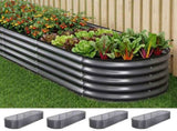 Green Fingers 4 Pcs Raised Garden Bed Kit Oval Galvanized Steel Planter Boxes 240x80x42cm, Heavy GARDEN-OVAL-2408042X4