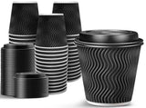360x Triple Wall Paper Coffee Cups w/Lids Disposable Takeaway Bulk in Black V563-PA1216-15L-24QTY-1BOX