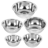 5Pcs Kitchen Round Basin Stainless Steel Mixing Bowls Deep Design for Mixing Plated Silver V1369-AZ3-W-20602