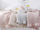 Cotton Waffle Blanket - Grey Textured Throw 110x160cm for Sofa, Office and Travel Use V888-ELOSUNG54959-1
