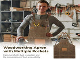 Woodworking Apron for Men, Work Apron with Multiple Tool Pockets, Durable Waxed Canvas Apron, Heavy V1369-AZ3-W-18825