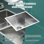 510x450mm Handmade Stainless Steel Undermount / Topmount Kitchen Laundry Sink with Waste V63-770055