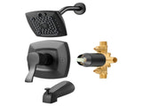 Tub and Shower Faucet Set, Complete with 130 mm Rainfall Shower Head and Bathtub Spout, 5-Setting V952-YGHLLTZHHWHWFHFKJ001V0